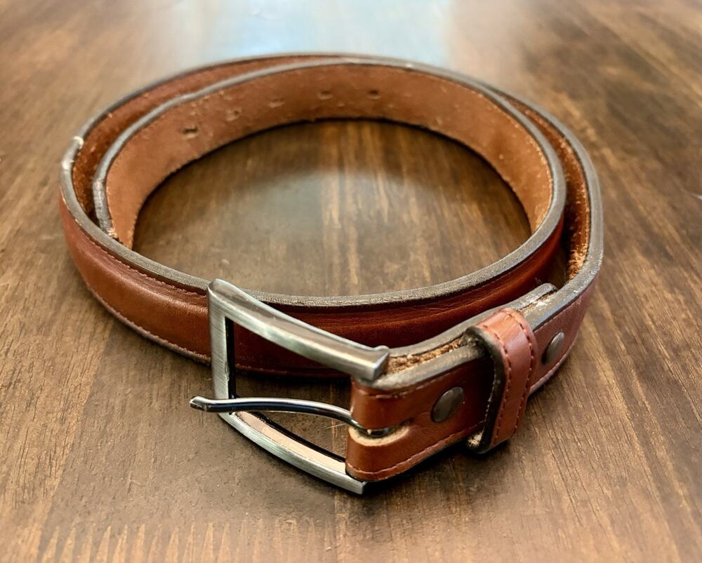 Bullhide Belts Men's Solid Brown Adjustable Dress Belt Buckle Stitched Size 36